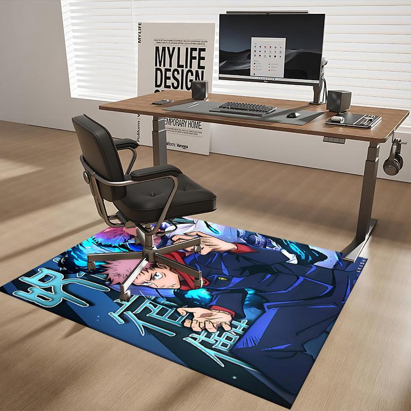 1pc Anime Cartoon Design Jujutsu Kaisen Satoru Gojo Chair Mat Non-Slip Carpet for Office Home Decoration Living Room Bedroom Game Room Birthday Gift A