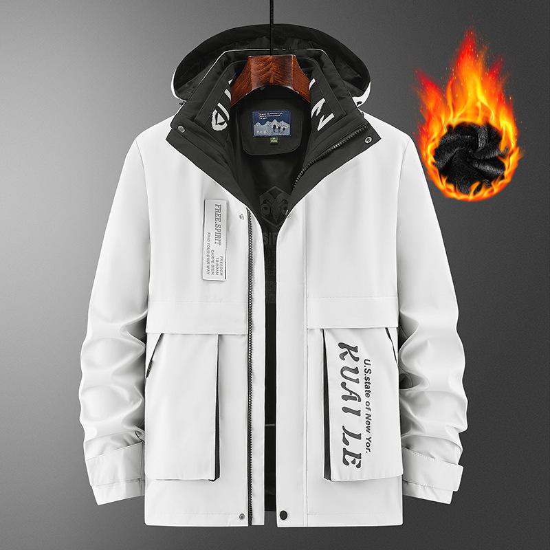 Hooded Cotton-padded Clothes Men's Casual Velvet Thickened Warm Multi-functional Jacket Autumn and Winter Windproof Three-in-one Jacket