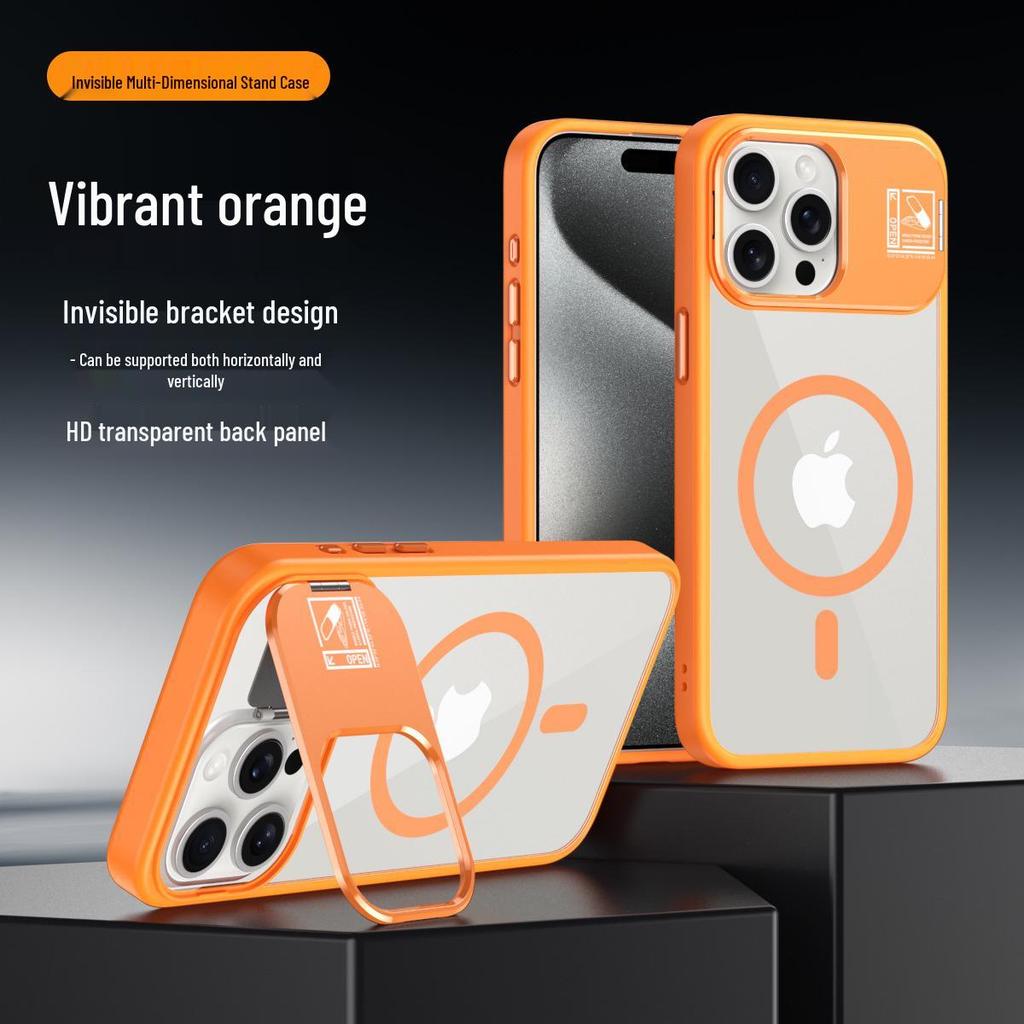 Magnetic Drop-Proof Lens Stand Case for iPhone 17 Pro Max/16 Pro/15
