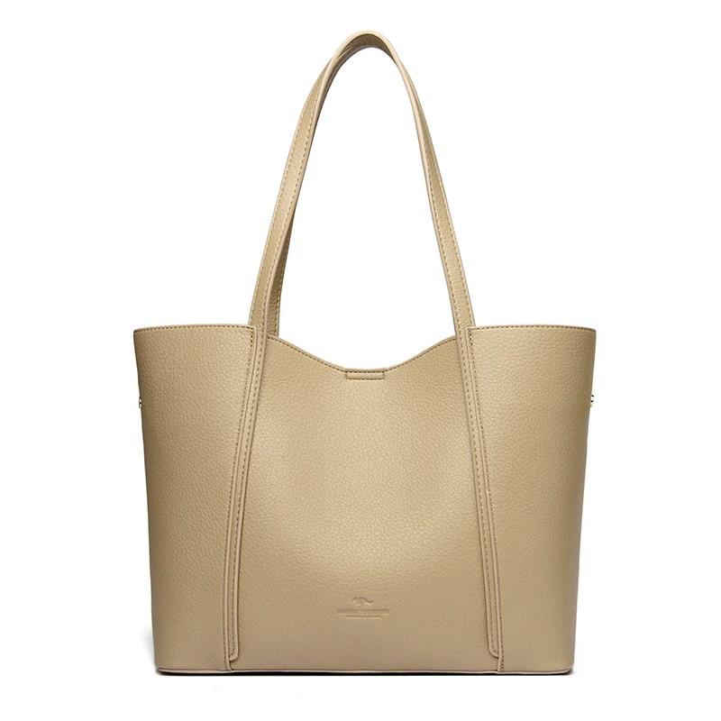 

Женская высококачественная кожаная сумка через плечо, сумка-тоут с фирменной надписью, большая сумка