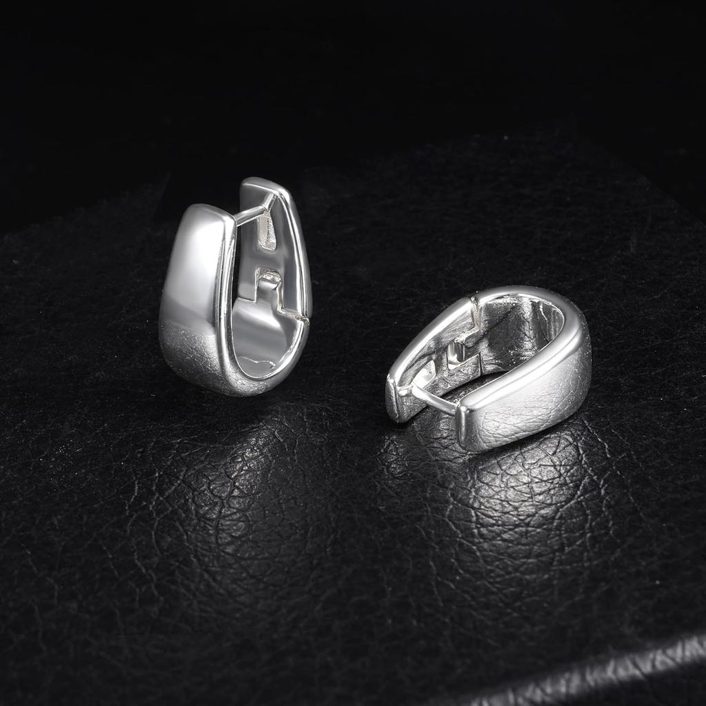 Silver Earrings Small Chunky Silver Hoop Earrings for Women Gold Earrings | 14K Gold Plated Small Hoop Earrings Silver Hypoallergenic Earrings Small