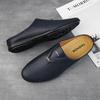 Luxury Designer Italian Men Half Shoes Leather Mens Casual Shoes Drop Ship Coiffeur Mules Man Slides Backless Loafers Slipper
