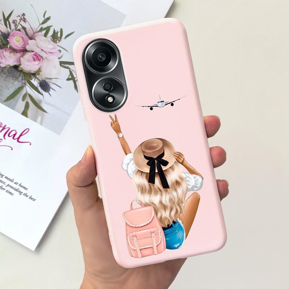 For Oppo A58 4G Back Cover Beauty Flower Girl Fashion Jelly Phone Case For Oppo A58 4G CPH2577 OppoA58 A 58 Coque Etui Soft TPU