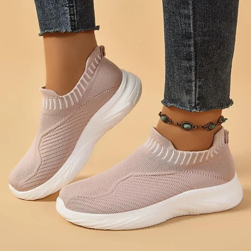 Fashion New Spring Summer Women Shoes Knitting Sock Women's Sneakers Breathable Women Flat Shoes Soft Bottom Casual Walking Shoes