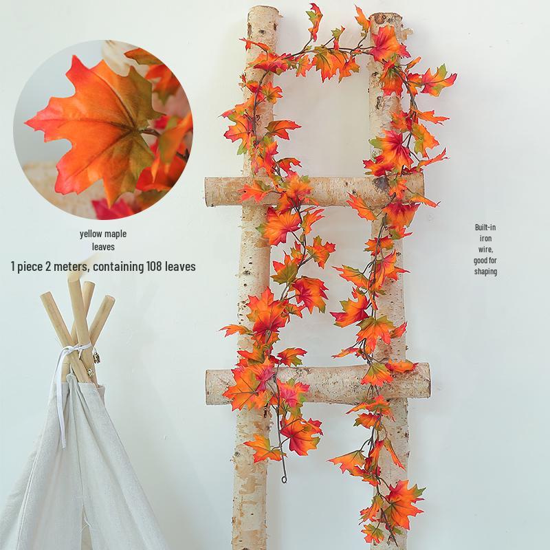 Luxurious Staircase Decor: Bionic Green Rose Vines & Leaves