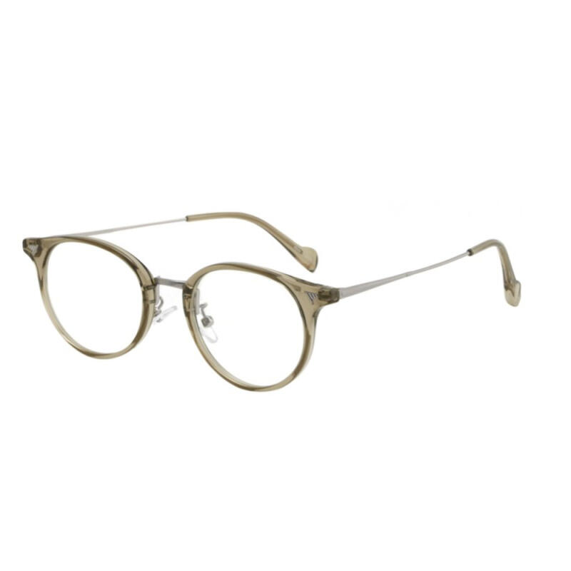 Transparent horn-rimmed round-rimmed two-tone gold leopard-print glasses frame Leo-Bronze