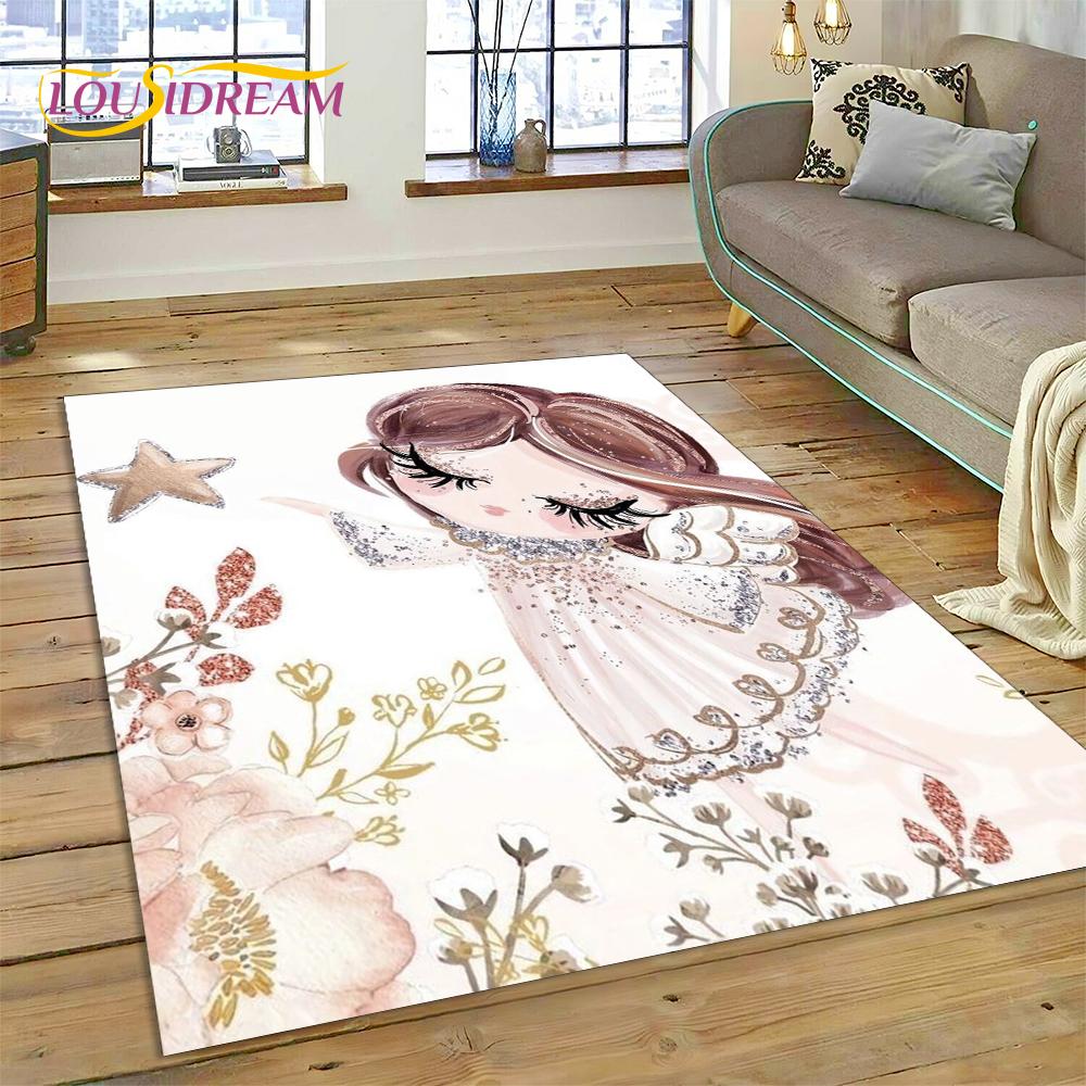 Cute Dream Ballet Girl Ballerina Fairy Cartoon Rug Carpet for Living Room Bedroom Decor,Non-slip Decoration for Sofa Doormat Kid