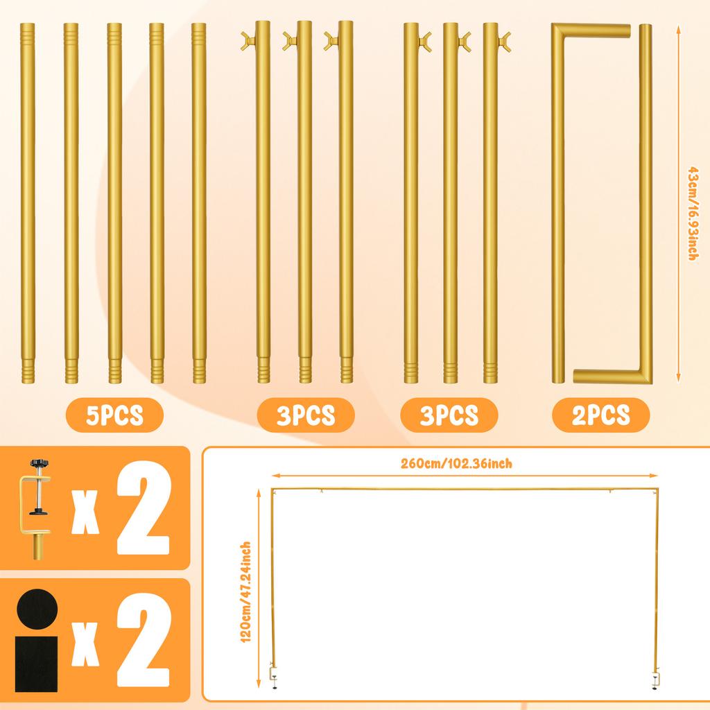 Over The Table Rod Stand with Clamps Black Golden Table Arch Stand for Wedding Birthday Party Halloween Christmas Hanging Decor