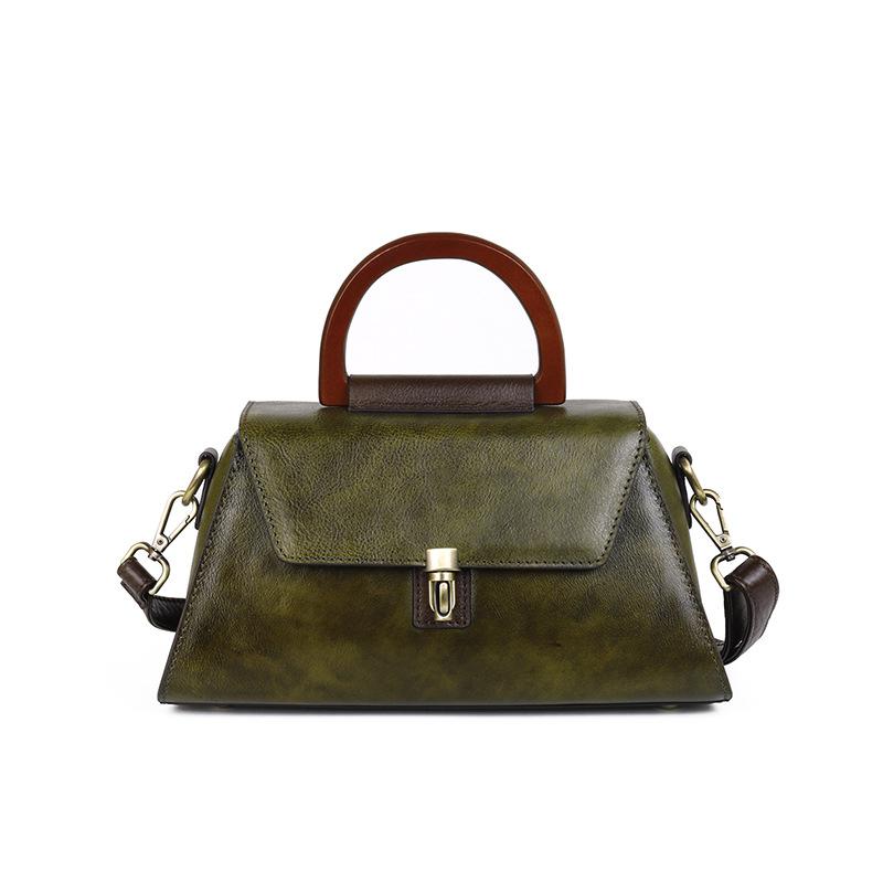 Johnature Luxury Handbags Women Bags Retro Genuine Leather Solid Color Lady Shoulder Bags Leisure Cowhide Messenger Bag