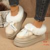 Fashion Multicolor Platform Round Toe Deep Mouth Bow Cover Feet Plus Suede Anti-Slip Wear-Resistant Flat Snow Boots
