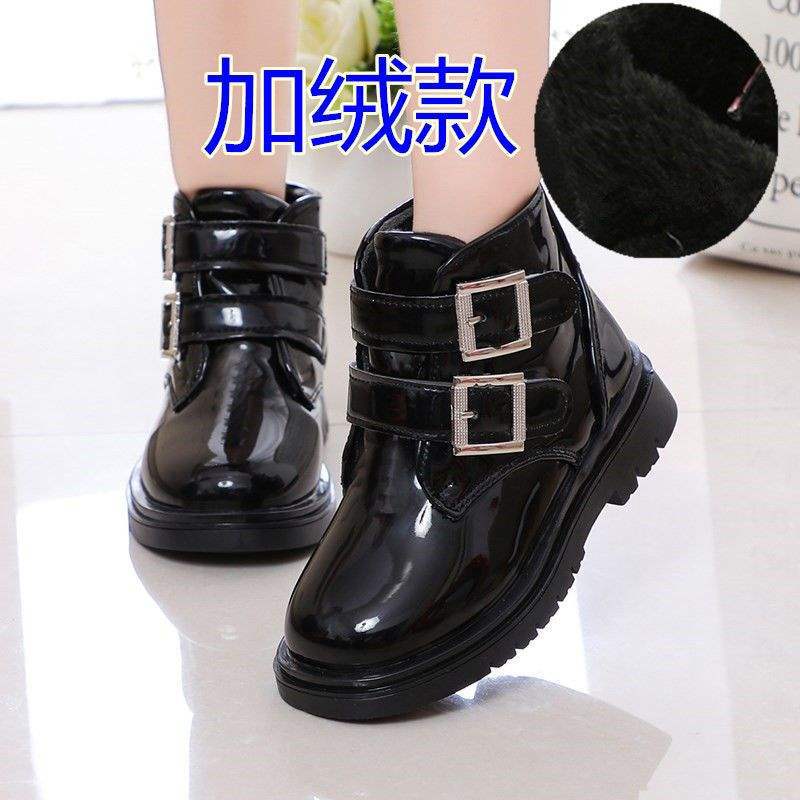 

Girls shoes 2025 autumn and winter cotton shoes Martin boots boys boots baby single boots Korean version children s velvet princess short boots 32 yards inner length 19.8 cm
