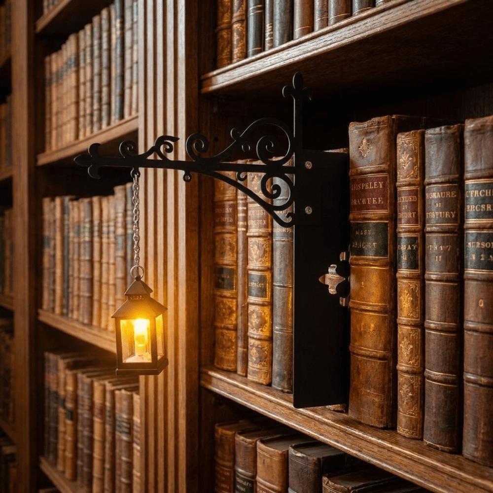 Metal Bookshelf Lantern Light Warm Yellow Bookshelf Ghost Light Library Reading Lamp Reading