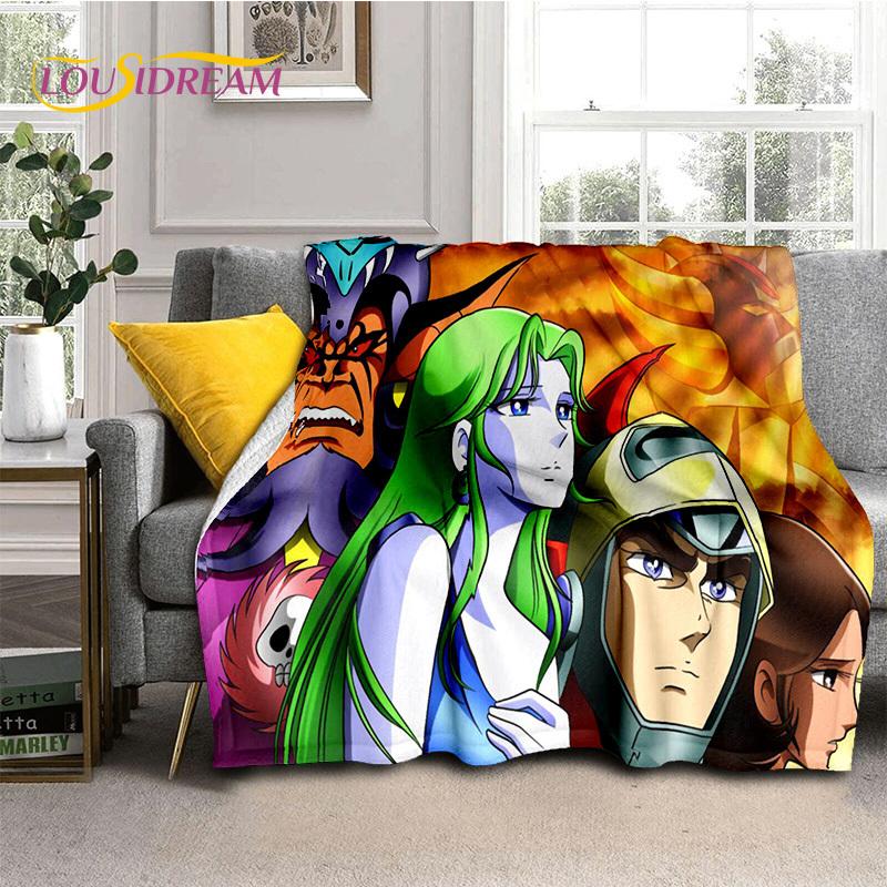 3D Cartoon UFO Robot Grendizer Anime Soft Blankets,Keep Warm Flannel Throw Blanket for Picnic Beds Sofa Home Bedroom Gifts Kids