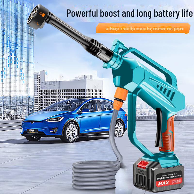 Portable High-Power Brushless Car Wash Machine - Wireless, Lithium Battery, High-Pressure Water Gun for Household Cleaning.