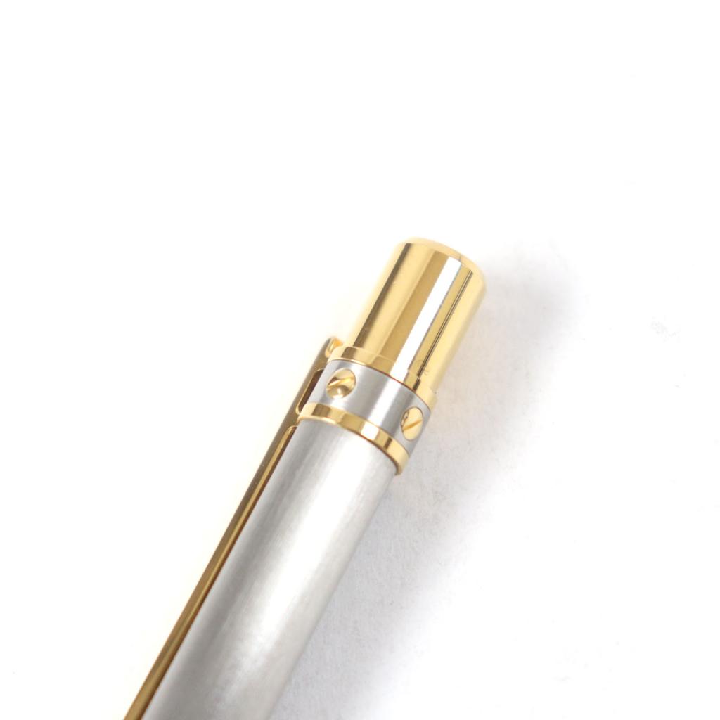 Excellent Cartier Ballpoint pen Logo engraved twist style Silver gold mens Used