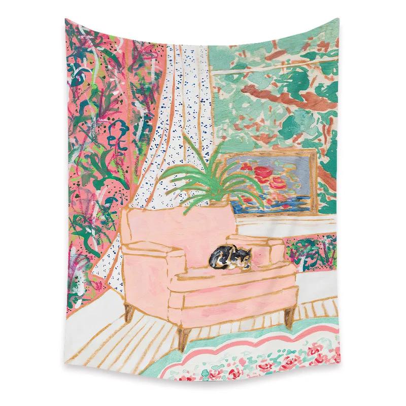 Bohemian Schlafzimmer Wanddekoration Makramee Wandbehang Teenager Ästhetik Indie Zimmerdekor Anime Wandteppich Großer Stoff Wandteppich