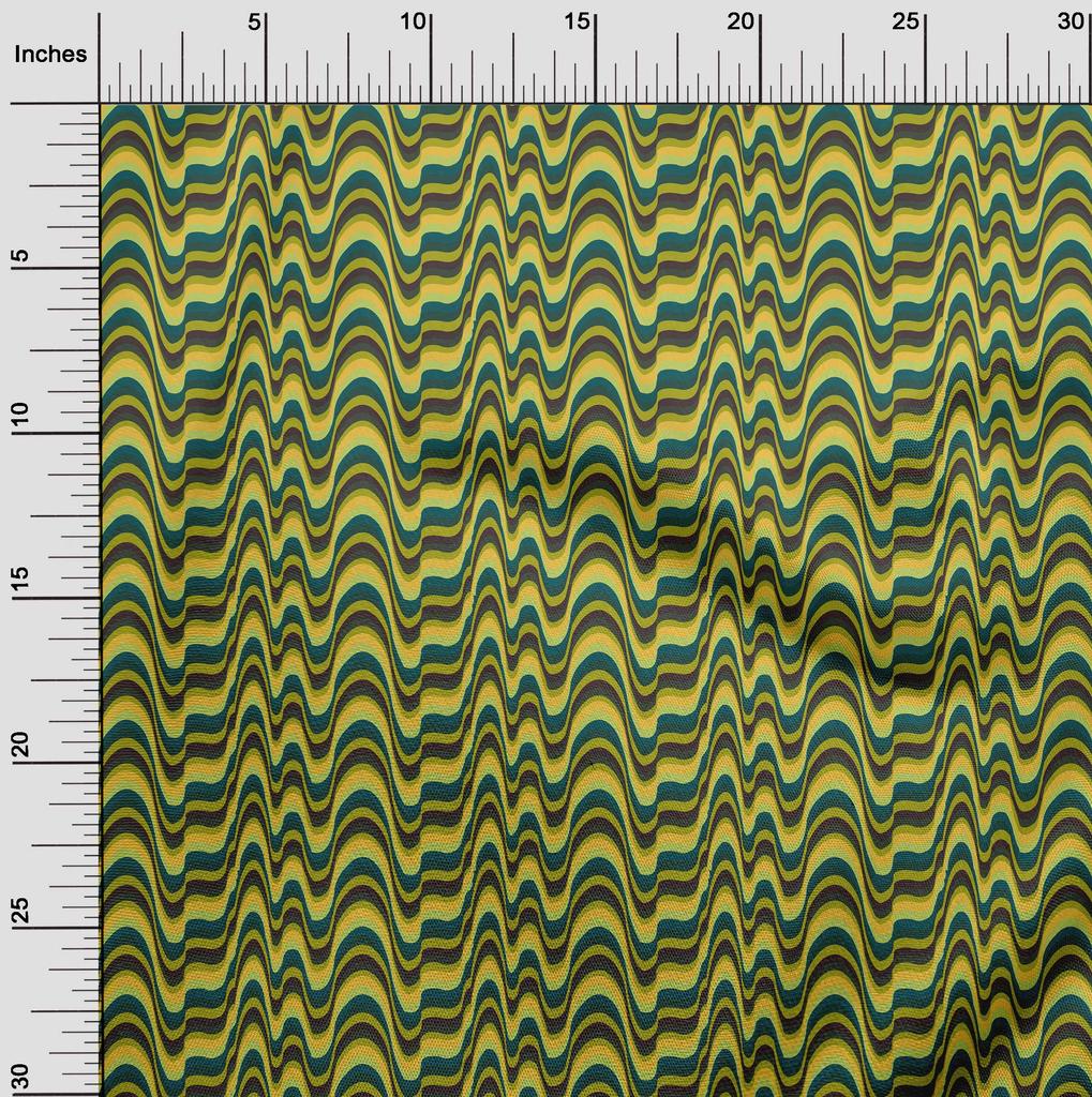 oneOone Cotton Flex Fabric Waves Flame Stitch Print Fabric By The Yard 40 Inch