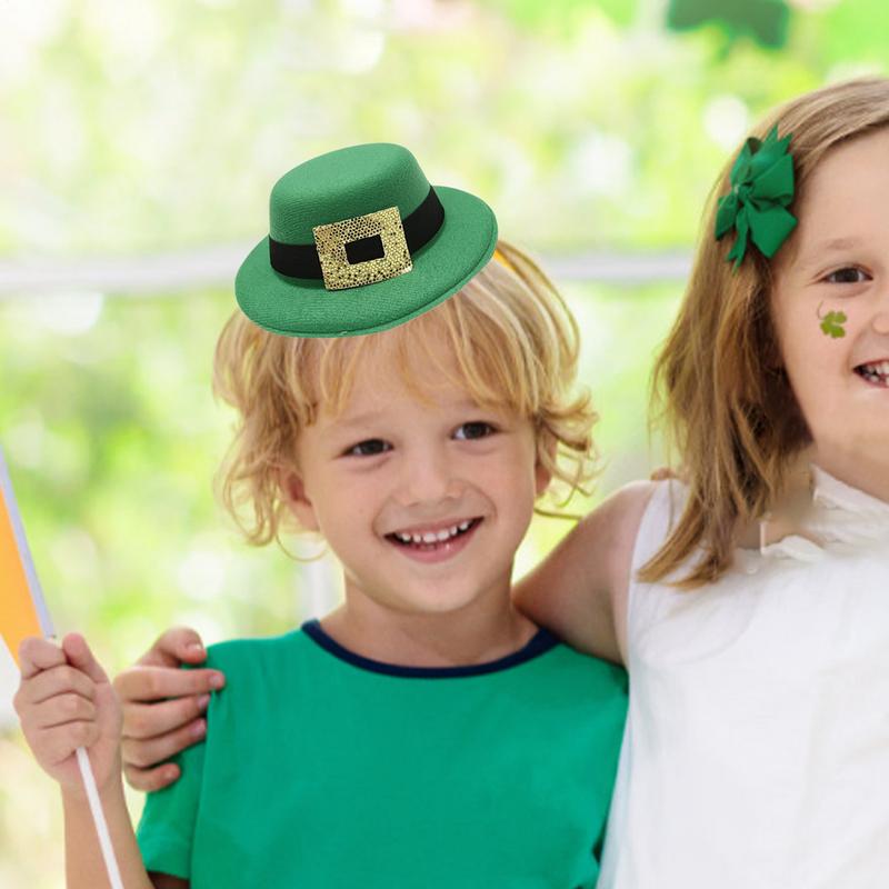 1pcs Saint Patricks Day Top Hat Holiday Green Caps Dress-up Costume for Irish Festival Party and Tree Topper Accessory Props