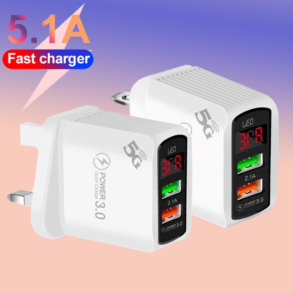 

QC3.0 Dual USB Digital Display Charger with US/EU/UK Plug