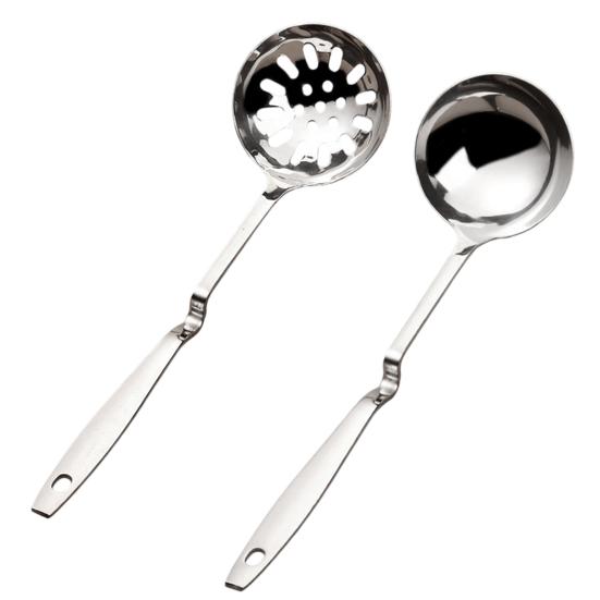 Soppslev Rostfritt Stål Silsked Hetgryta Slev Kökssil Skopa för Soppa Nudlar Matlagning Servering
