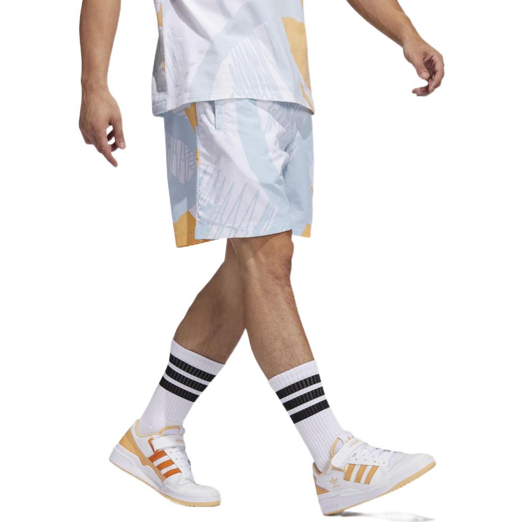 Adidas Originals Abstract Pattern Print Straight Shorts FW22 Men Bottoms Blue HC2133