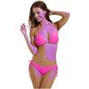 Women's Halter Sleeveless Triangle Bikini Set Solid Color Loose Fit Beach Swimwear Sexy Two Piece Bathing Suit