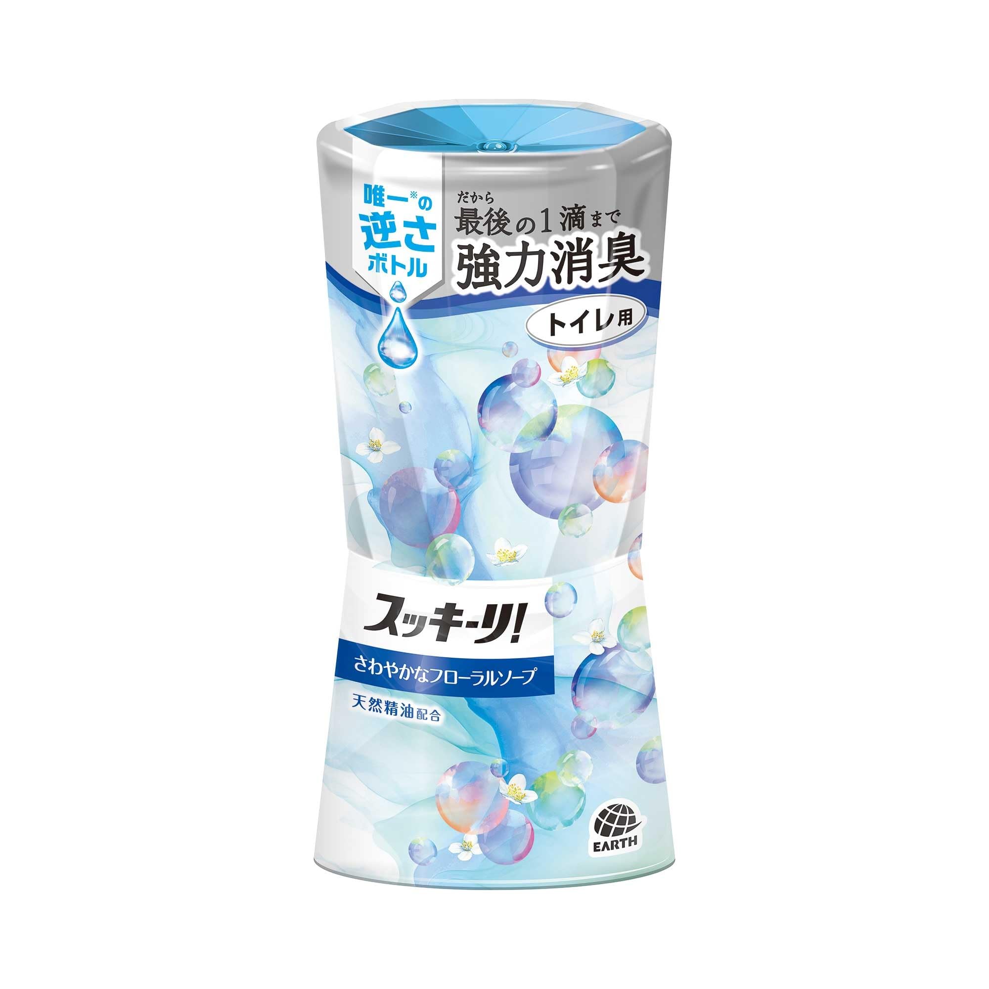 Earth Pharmaceutical Toilet Deodorizer and Air Floral Soap Scent Sukki-ri! Freshener, [For Toilets, 400ml]