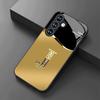 Gouden Geluksletter J Glazen Telefoonhoesje voor Samsung Galaxy S25 Plus/S25 Ultra/S24/S24 FE/S24 Plus/S24 Ultra/S23+/S22+/S22 Ultra