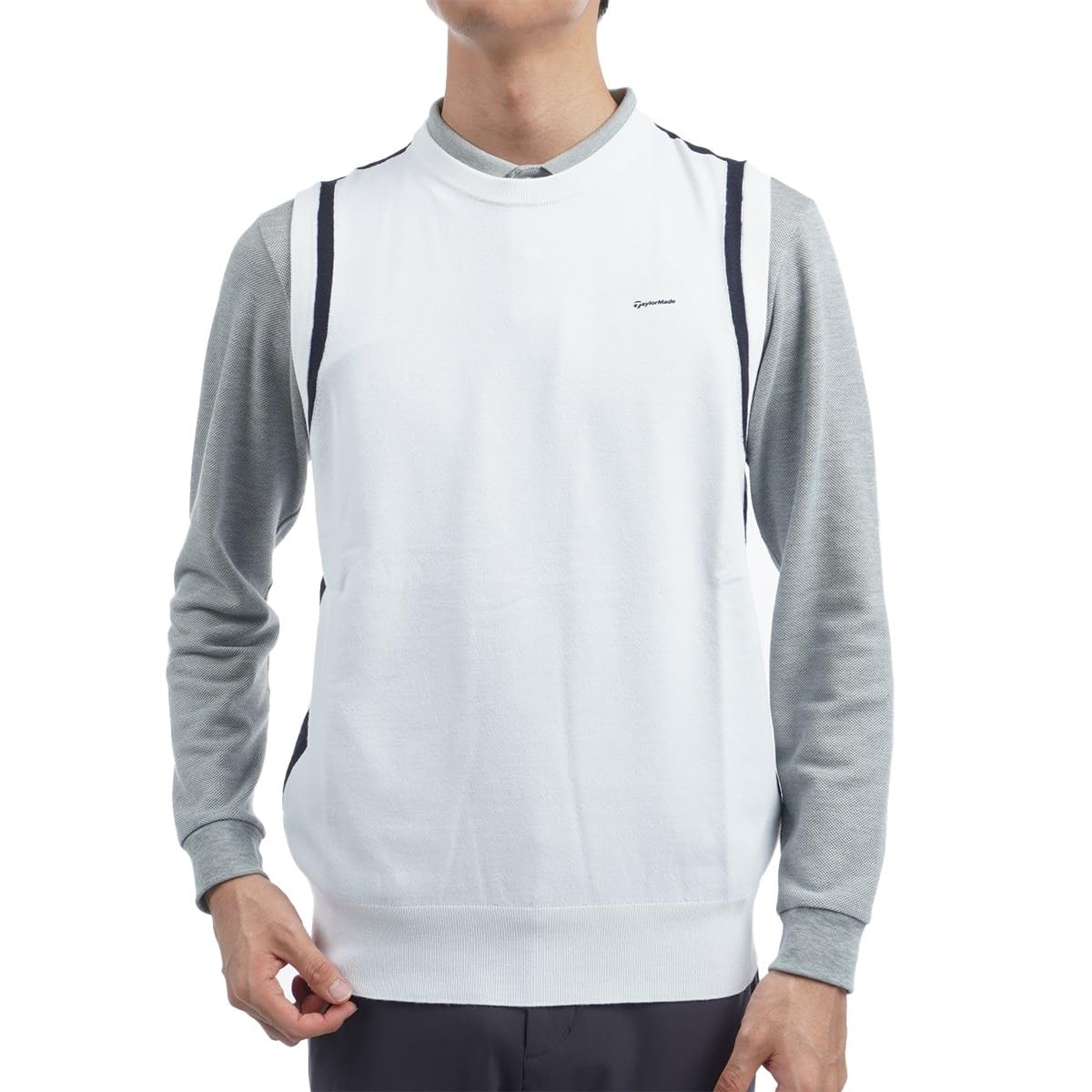 

TaylorMade Crew Neck Sweater Vest, White, Size L, Men s, 2024FW UN348