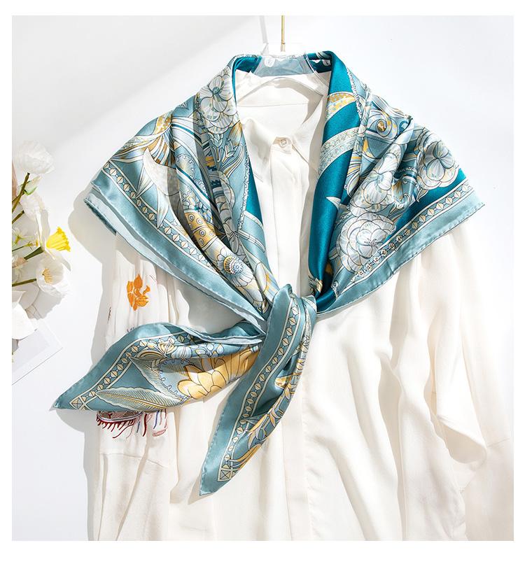 100% Mulberry Silk Crepe Satin Square Scarf Shawl