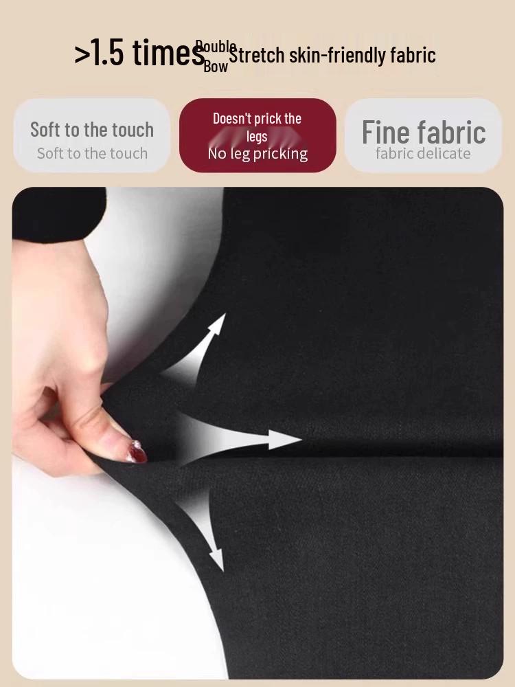 Plus Size Black Fleece-Lined High-Waisted Leggings - Spring/Autumn, Slimming, Stretchy, Skinny Pants.