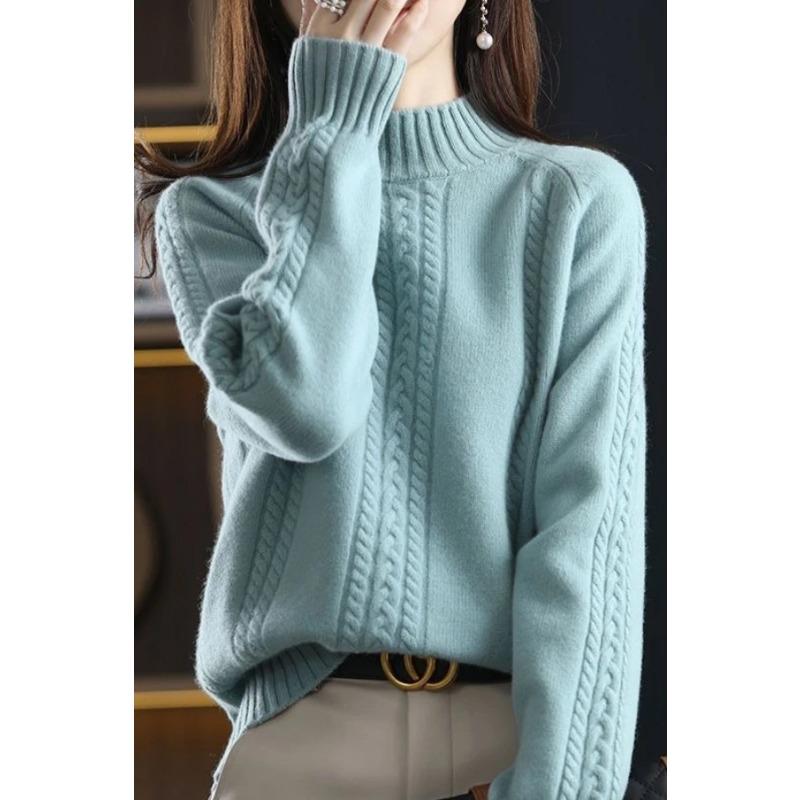 Autumn Winter Half Turtleneck Sweater Women's Pullover Outer Wear New Twist Top Bottoming Casual Thick