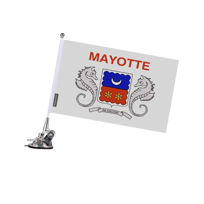 Drapeau - Mayotte - 27 x 35 cm - Mât à Ventouse - Polyester - Impression recto/verso