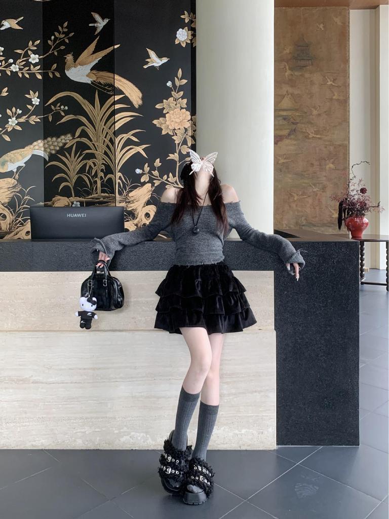 Double-Sided Fleece Ballet-Style Puffy Midi Skirt - High Waist, Slimming A-Line Design, Autumn/Winter for Women