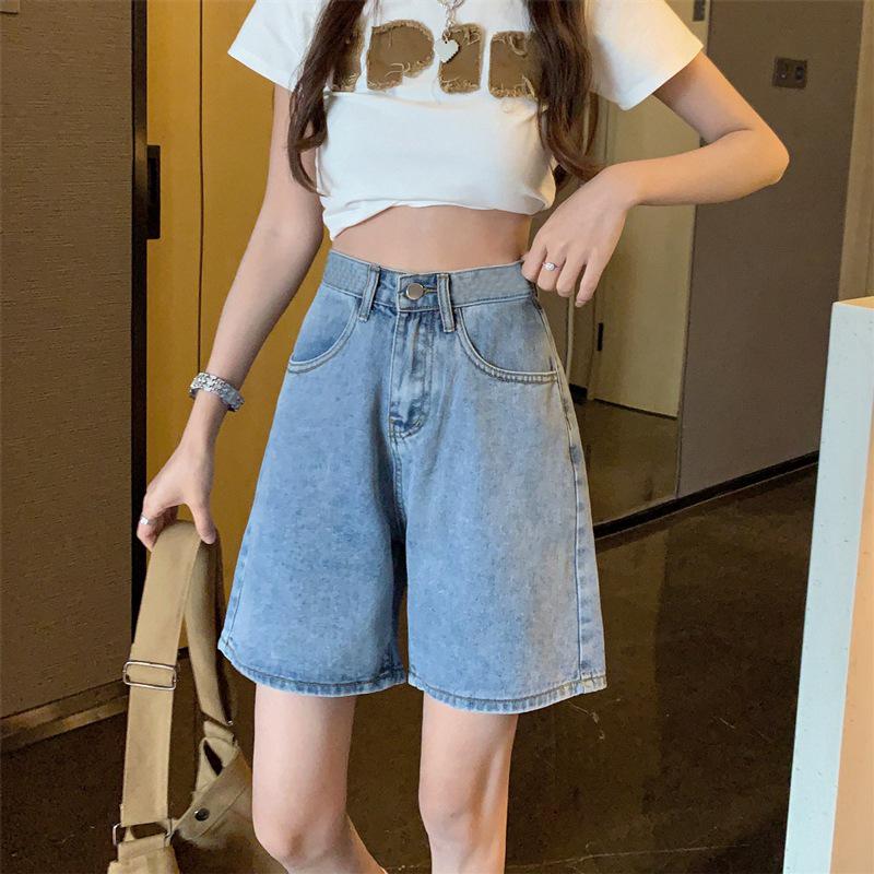 Women s Trendy High-Waisted Casual Denim Shorts L