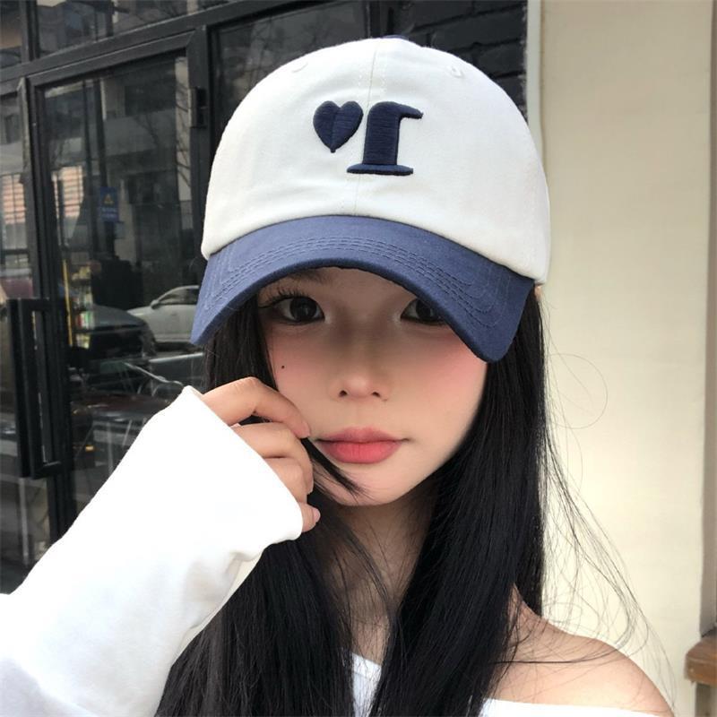 Spring And Summer Love Embroidery Soft-Top Baseball Cap For Women Showing Their Faces, Small Trendy Brand Sunshade Cap For Men