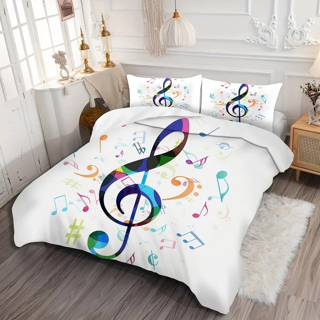 Rainbow Notes Pattern 3D Printed Duvet Cover Set Abstract Art Colorful Style Quilt cover set Soft Comfortable Luxury Bedding Set