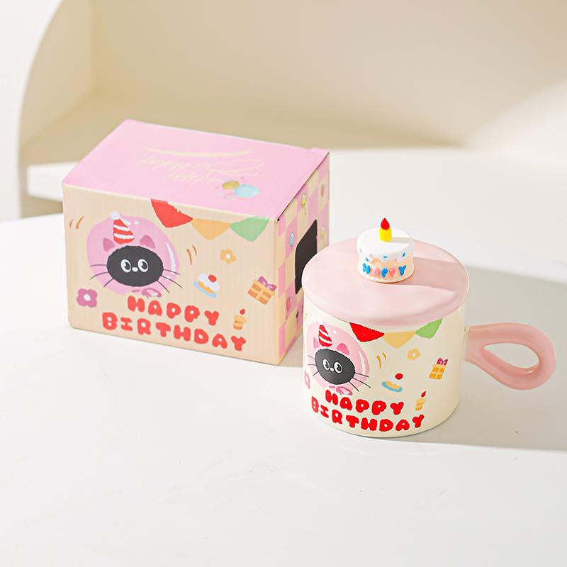 Cute Cartoon Cat Ceramic Mug Couple Water Cup High Value Gift Box Souvenir Birthday Gift Breakfast Cup