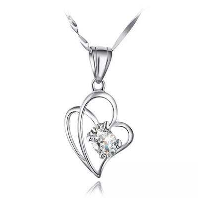 Collar con Colgante de Temperamento en Forma de Corazón de Moda, Joyería Plateada para Mujer