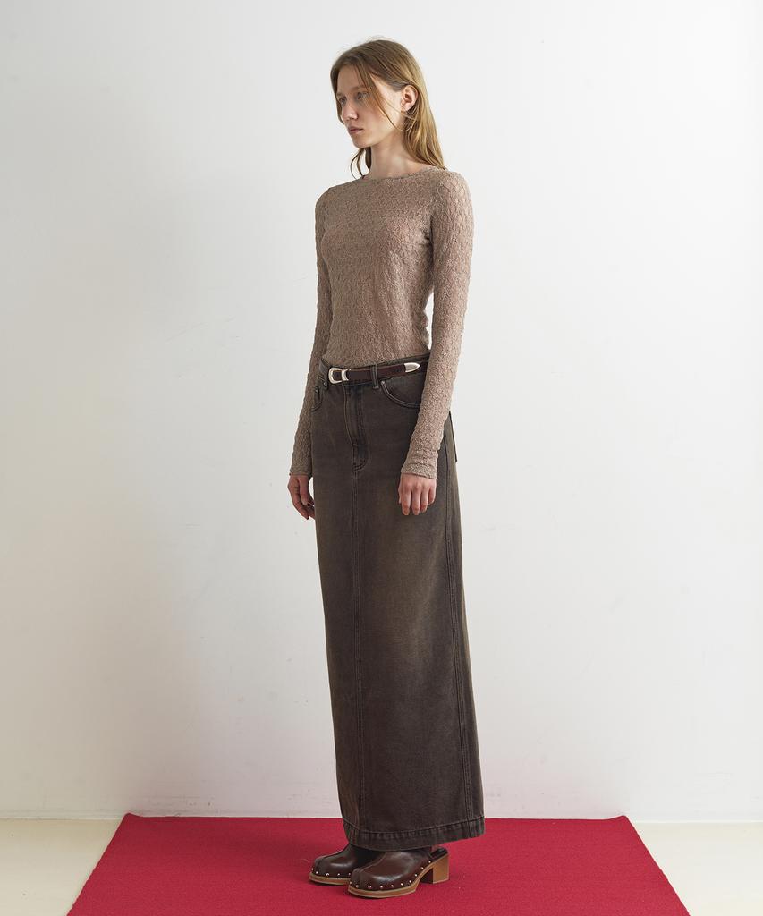 Aobteu Lace See Through Top - Mocha