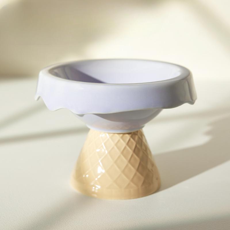 Ceramic Cat Bowl Pet Bowl Ice Cream Bowl Tall Foot Slant Mouth Neck Protector To Prevent Overturning Cat Food Bowl Drinking Bowl Dog Bowl
