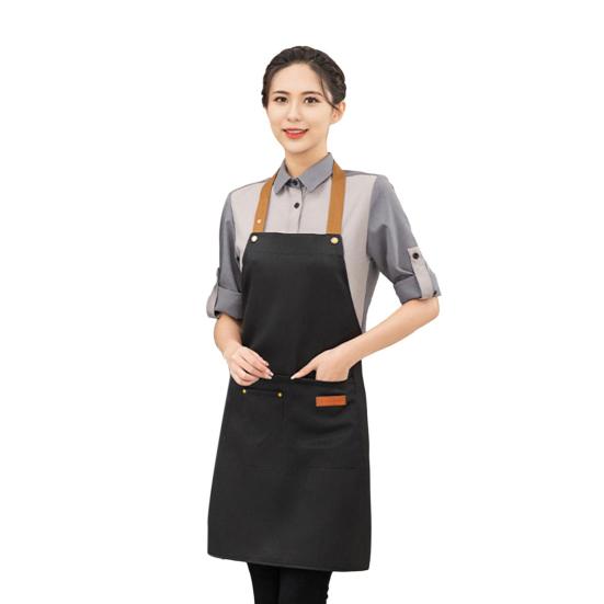 Vanntett forkle for menn kvinner justerbar lengde knyting i midjen flerlommet forkle for kjøkken grill restaurant bar kafé skjønnhetssalong neglestudio uniformer