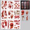 Halloween Clings 3D Spooky Decor Bloody Handprint Footprint Skull Clings for Halloween Party Home Haunted House Apartment