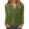 Women's T Shirt Solid Color Button Long Sleeve Daily Weekend Fashion Basic V- Neck Regular Top
