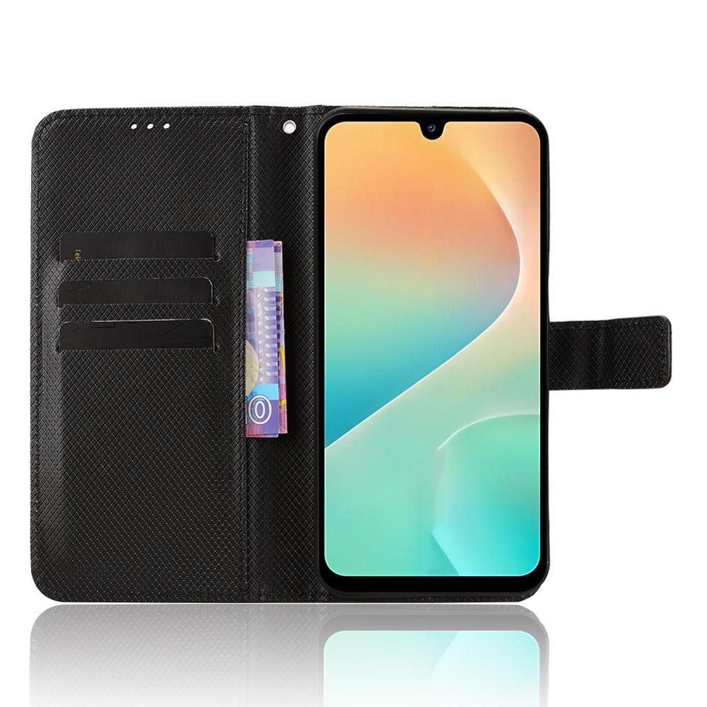 For Samsung Galaxy M36 5G Leather Wallet Case with Strap Diamond Texture Phone Cover
