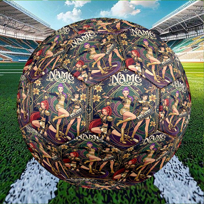 Custom Name Personalized Kpop Demon Hunter Print Size 5 Soccer Ball Training & Match Football, for Team, Kicking, Gift for Football Enthusiasts