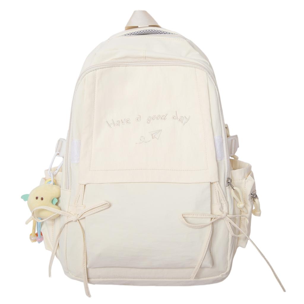 Schoolbag Large Capacity Solid Color Backpack Women's 1011 New High Value Cute Student Schoolbag Versatile Travel Backpack Tide