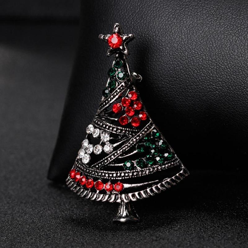 Women Christmas Tree Brooch Pin Multicolor Rhinestone Jewelry Fashion Xmas Gift