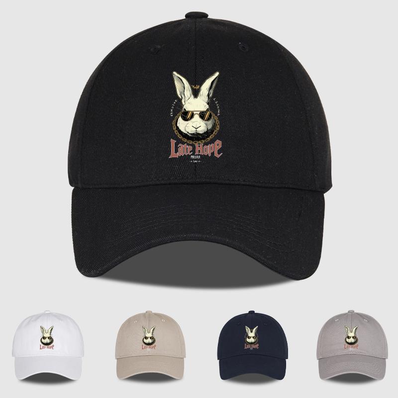 “Late Hare” Cute Bunny Baseball Cap Playful Retro Style Perfect For Daily Commutes & Outdoor Walks Animal Lovers & Holiday Gifts
