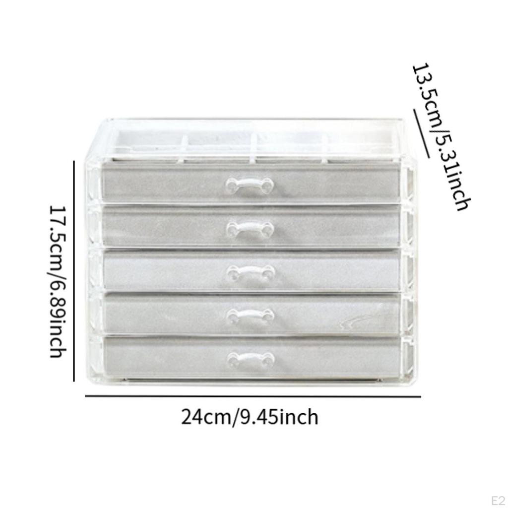 5-lagiger Schmuckschatulle-Organizer für den Schreibtisch, staubdicht, eleganter Behälter aus Acryl für Ringe